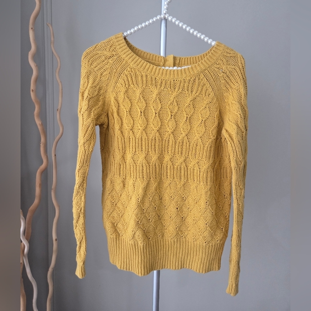 Antropologie Sparrow Mustard Cable Knit Sweater Sz.M